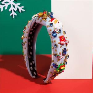 Christmas Theme Accessories Rhinestone Bead Tree Multi-element Shiny Headband Wholesale Fashion Hairhoop - Sky Blue
