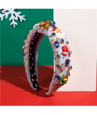 Christmas Theme Accessories Rhinestone Bead Tree Multi-element Shiny Headband Wholesale Fashion Hairhoop - Sky Blue