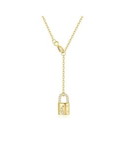 Silver Jewelry Bling Moon and Star Lock Pendant Wholesale Women 925 Sterling Silver Necklace