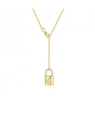 Silver Jewelry Bling Moon and Star Lock Pendant Wholesale Women 925 Sterling Silver Necklace