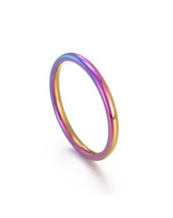 Simple Thin Design Fashion Wholesale Women Stainless Steel Ring - Colorful