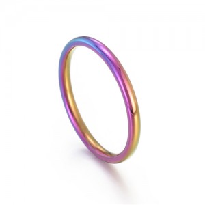 Simple Thin Design Fashion Wholesale Women Stainless Steel Ring - Colorful