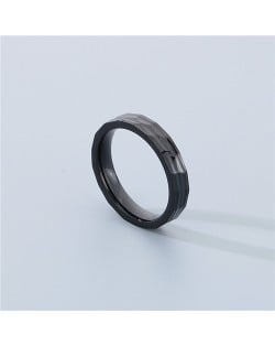 Simple Texture Design Fashion Wholesale Men and  Women Stainless Steel Ring - Black