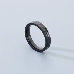 Simple Texture Design Fashion Wholesale Men and  Women Stainless Steel Ring - Black