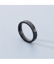 Simple Texture Design Fashion Wholesale Men and  Women Stainless Steel Ring - Black