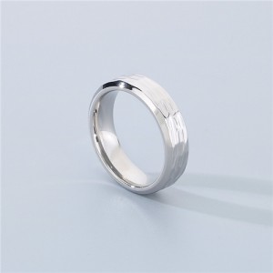 Simple Texture Design Fashion Wholesale Men and  Women Stainless Steel Ring - Silver