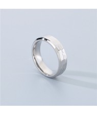 Simple Texture Design Fashion Wholesale Men and  Women Stainless Steel Ring - Silver