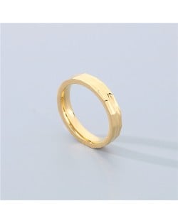 Simple Texture Design Fashion Wholesale Men and  Women Stainless Steel Ring - Golden