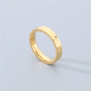 Simple Texture Design Fashion Wholesale Men and  Women Stainless Steel Ring - Golden