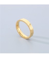 Simple Texture Design Fashion Wholesale Men and  Women Stainless Steel Ring - Golden