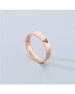 Simple Texture Design Fashion Wholesale Men and  Women Stainless Steel Ring - Rose Gold