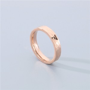 Simple Texture Design Fashion Wholesale Men and  Women Stainless Steel Ring - Golden