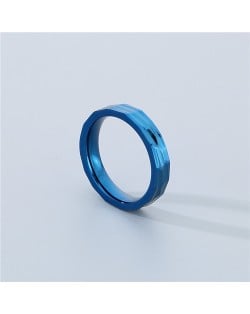 Simple Texture Design Fashion Wholesale Men and  Women Stainless Steel Ring - Blue