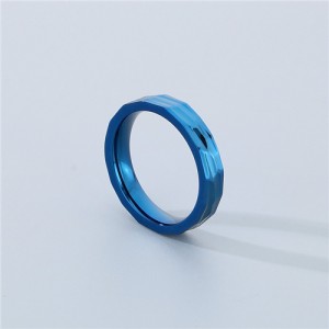 Simple Texture Design Fashion Wholesale Men and  Women Stainless Steel Ring - Blue