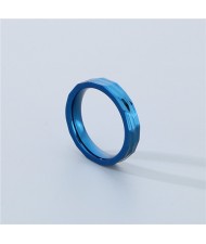 Simple Texture Design Fashion Wholesale Men and  Women Stainless Steel Ring - Blue