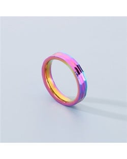 Simple Texture Design Fashion Wholesale Men and  Women Stainless Steel Ring - Colorful