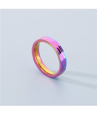 Simple Texture Design Fashion Wholesale Men and  Women Stainless Steel Ring - Colorful