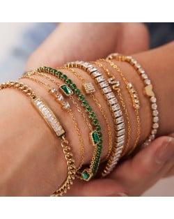 (11 Options) 1 Piece French Style Exquisite Cubic Zirconia Fashion Wholesale  Women Stainless Steel Bracelet