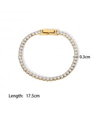 (11 Options) 1 Piece French Style Exquisite Cubic Zirconia Fashion Wholesale  Women Stainless Steel Bracelet