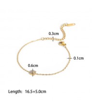 (11 Options) 1 Piece French Style Exquisite Cubic Zirconia Fashion Wholesale  Women Stainless Steel Bracelet
