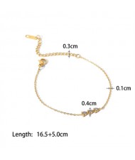 (11 Options) 1 Piece French Style Exquisite Cubic Zirconia Fashion Wholesale  Women Stainless Steel Bracelet