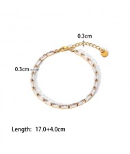 (11 Options) 1 Piece French Style Exquisite Cubic Zirconia Fashion Wholesale  Women Stainless Steel Bracelet