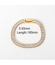 (11 Options) 1 Piece French Style Exquisite Cubic Zirconia Fashion Wholesale  Women Stainless Steel Bracelet