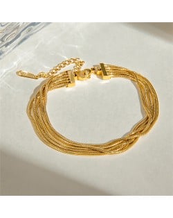 Fashion Multi-layer Snake Chain Wholesale Women Golden Stainless Steel Bracelet