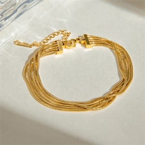 Fashion Multi-layer Snake Chain Wholesale Women Golden Stainless Steel Bracelet