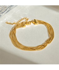 Fashion Multi-layer Snake Chain Wholesale Women Golden Stainless Steel Bracelet