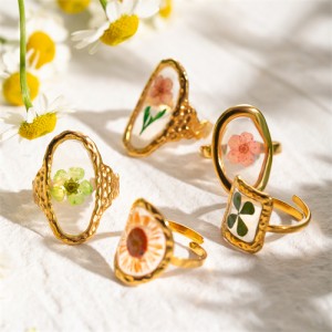 (5 Options) 1 Piece Vintage Flower Unique Design Fashion Wholesale  Women Stainless Steel Ring