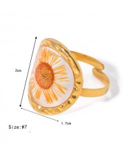 (5 Options) 1 Piece Vintage Flower Unique Design Fashion Wholesale  Women Stainless Steel Ring