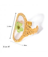 (5 Options) 1 Piece Vintage Flower Unique Design Fashion Wholesale  Women Stainless Steel Ring