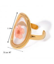 (5 Options) 1 Piece Vintage Flower Unique Design Fashion Wholesale  Women Stainless Steel Ring