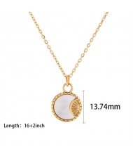(6 Options) 1 Piece Vintage Style Sun Round Heart Pendant Fashion Wholesale Women Titanium Steel Necklace
