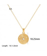 (6 Options) 1 Piece Vintage Style Sun Round Heart Pendant Fashion Wholesale Women Titanium Steel Necklace