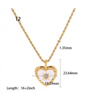 (6 Options) 1 Piece Vintage Style Sun Round Heart Pendant Fashion Wholesale Women Titanium Steel Necklace