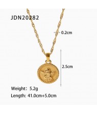 (6 Options) 1 Piece Vintage Style Sun Round Heart Pendant Fashion Wholesale Women Titanium Steel Necklace