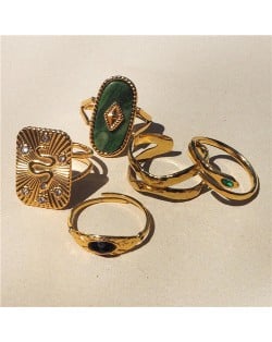 (4 Options) 1 Piece U.S. Fashion Vintage Copper Color Wholesale Women Stainless Steel Ring
