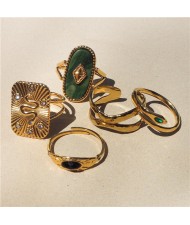 (4 Options) 1 Piece U.S. Fashion Vintage Copper Color Wholesale Women Stainless Steel Ring