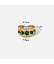 (5 Options) 1 Piece French Vintage Style Natural Stone Wholesale Women Stainless Steel Ring