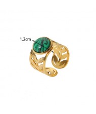 (5 Options) 1 Piece French Vintage Style Natural Stone Wholesale Women Stainless Steel Ring