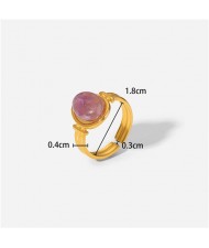 (5 Options) 1 Piece French Vintage Style Natural Stone Wholesale Women Stainless Steel Ring