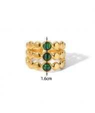 (5 Options) 1 Piece French Vintage Style Natural Stone Wholesale Women Stainless Steel Ring