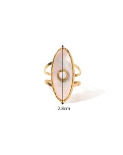 Vintage French Style Oval White Shell Fashion Wholesale Women Stainless Steel Ring