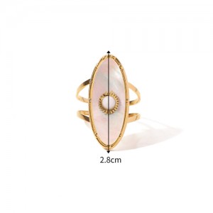 Vintage French Style Oval White Shell Fashion Wholesale Women Stainless Steel Ring