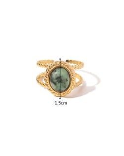 Vintage French Style Green Natural Stone Fashion Wholesale Women Stainless Steel Ring