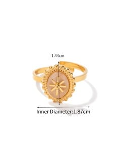 Romantic French Style Oval Lacework Sunshine Design Fashion Wholesale Women Stainless Steel Ring