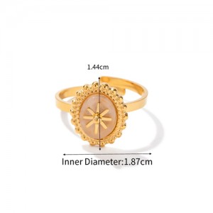 Romantic French Style Oval Lacework Sunshine Design Fashion Wholesale Women Stainless Steel Ring