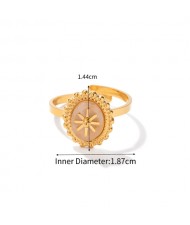 Romantic French Style Oval Lacework Sunshine Design Fashion Wholesale Women Stainless Steel Ring